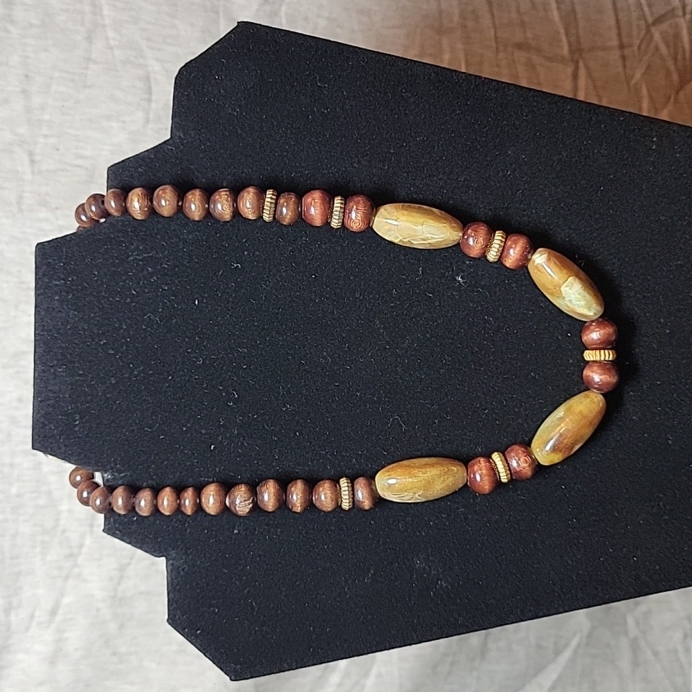 Upcycled Wooden Bead Necklace